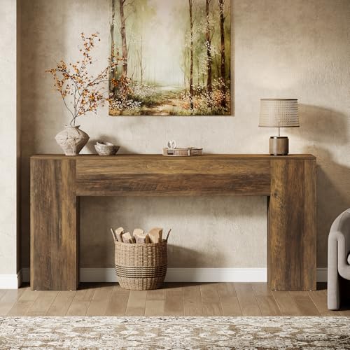 Tribesigns 71-Inch Long Console Table for Entryway, Farmhouse Sofa Console Behind Couch, Entry Table for Hallway, Foyer, Living Room, Brown - color: Brown