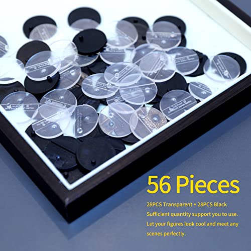 56PCS Action Figure 6 inch Display Stand, Toy Support Holder Stands Base, Compatible with GiJeo Classified Series/Mavel Legends Series/D C/Mo tu 1/12 Figures, Mix Clear & Black - color: 56PACK Transparent&Black(Round)