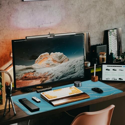Large Gaming Mouse Pad, 31.5" x15.7" Large Mat with Superior Micro-Weave Cloth, Water Resist Keyboard Mousepad with Non-Slip Base, Laptop Pad for Office Home Gaming, Marble Blue - color: Marble Blue, size: 31.5" x 15.7"