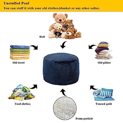 Asuprui Pouf Ottoman Unstuffed Ottoman Foot Rest No Filler Foot Stool 20x20x12 Inches Fuzzy Chair Floor Pouf Chair with Storage for Living Room Bedroom Navy Blue - color: Navy Blue