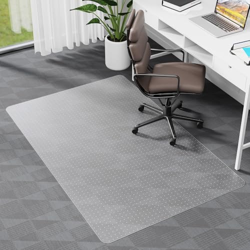 Office Chair Mat for Carpet, 45" x 53" Clear Computer Desk Chair Mat for Carpeted Floors, Easy Glide Plastic Floor Mats with Studs for Rolling Chair in Office Home - color: Flat-pile Carpets, size: 45'' x 53'' Rectangle