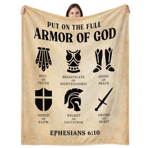Christian Gifts for Men, Put on The Full Armor of God Blanket Decor, Religious Gifts for Men on Fathers Day Birthday Christmas, Pastor Appreciation Gift - 50" x 60" - color: Armor of God