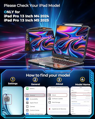 TSQQST Clear Wireless Keyboard Case for iPad Pro 13 Inch M5/M4 2025/2024 with Pencil Holder & Multi-Touch Trackpad, Visible PCB High-Tech Style, 3-Brightness & 7-Color Backlight, 360 Rotatable, Black - color: Clear+Black, size: Pro13 M5/M4