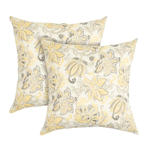 FUNHOME Water Resistant Outdoor Throw Pillow Covers 18x18 inch Set of 2,Zipper Pillows Cover,Home Decorative for Sofa Headrest,Patio Furniture Couch Chair Pillows Cover Only(Yellow Flower) - color: Yellow Flower (Cover Only), size: 18" x 18" (Pack of 2)