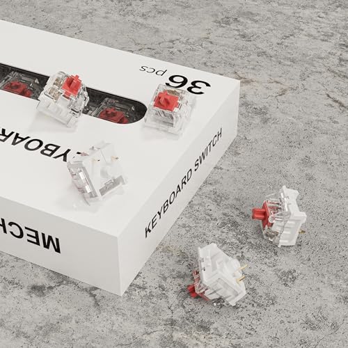 Mechanical Gaming Keyboard Red Switches,3 Pin 50gf RGB SMT Linear Switch,Dustproof and Waterproof Switch (Red,36PCS) - color: Red, size: 36Pcs