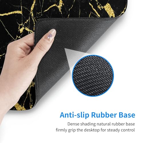 Black Gold Marble Mouse Pad Large Gaming Mousepad Non-Slip Rubber Base Keyboard Mouse Mat for Laptop Keyboard Desktop 31.5 x 11.8 inch - color: Black Gold Marble