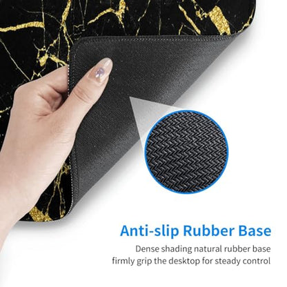 Black Gold Marble Mouse Pad Large Gaming Mousepad Non-Slip Rubber Base Keyboard Mouse Mat for Laptop Keyboard Desktop 31.5 x 11.8 inch - color: Black Gold Marble