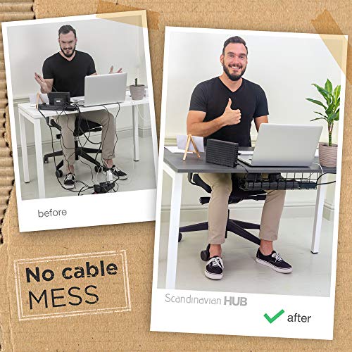Under Desk Cable Tray, Cord Organizer for Wire, Cord Management, Under Desk, Wire Holders - Black Tray - Set of 4X 17 - color: Black, size: 17in (4-Pack)