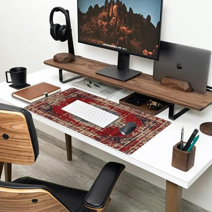 Desk Mat,Boho Carpet Style Large Gaming Mouse Pad for Desk XXL,Bohemian Rug Desk Pad,Extended Big Computer Keyboard Mouse Pad with Non-Slip Base and Stitched Edges 35.4"x15.7" - color: Boho Carpet Style-2, size: XXL-35.4"x15.7"