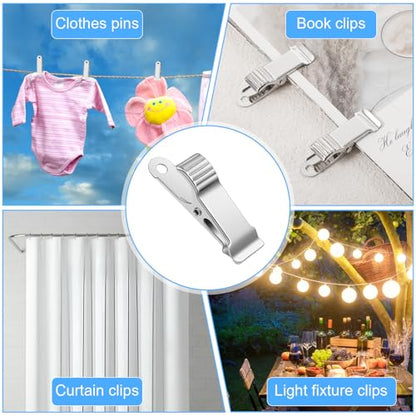 20 Pcs Stainless Steel small spring clamps - Small Metal Clips Spring Mini Clamps for Crafts Baking Backdrop Hanging Office Paper Lights