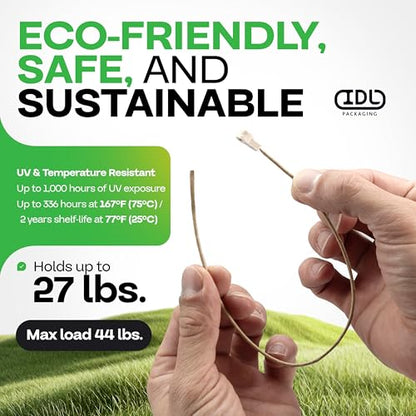 Fiber-Based Eco Zip Ties 16" (80 Pack) - 44 lbs Strong Eco-Friendly Tie Wraps - UV & Temperature Resistant FibreStrap for Agriculture, Manufacturing & Cable Management - Universal Use by IDL Packaging - size: 16", 80-Pack