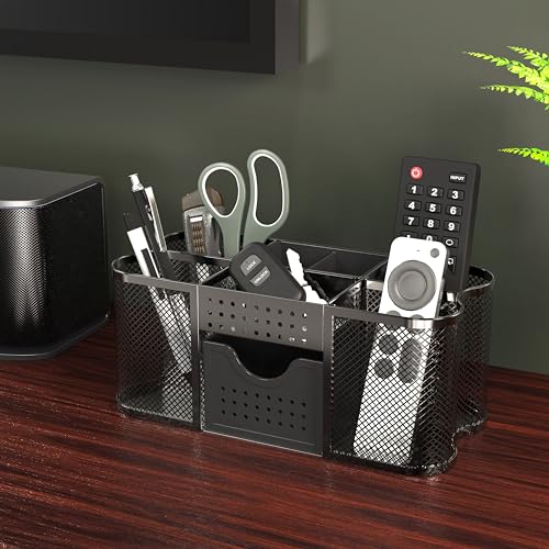 Deco Brothers Desk Organizers Pen Holder Office Caddy Storage, Black - color: Black