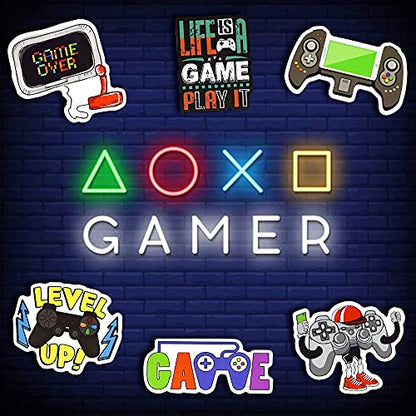 Gaming Stickers, 50Pcs Retro Arcade & Pixel Gamer Waterproof Vinyl Stickers for Water Bottles, Laptop, Party Favors, Classroom Rewards & Gift Pack - style: Game Stickers