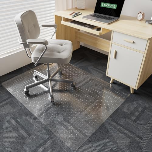 Chair Mat for Carpet, 36" x 48" Office Chair Mat for Carpeted Floors, Non-Slip Carpet Protector Floor Mat with Grips, Plastic Heavy-Duty Rolling Desk Mat for Home Office and Gaming (Clear) - color: Clear (for Carpet), size: 36" x 48" (for carpet)