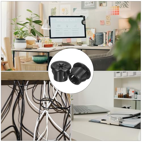 uxcell 30Pcs Cable Grommets, Snap Bushing Grommet for Holes with 0.4"(10mm) Mounting, Round Nylon Snap in Cable Desk Grommet for Cables and Cords Management, Black - size: 10mm
