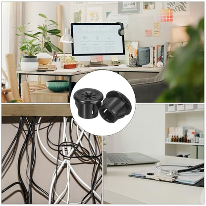 uxcell 30Pcs Cable Grommets, Snap Bushing Grommet for Holes with 0.4"(10mm) Mounting, Round Nylon Snap in Cable Desk Grommet for Cables and Cords Management, Black - size: 10mm