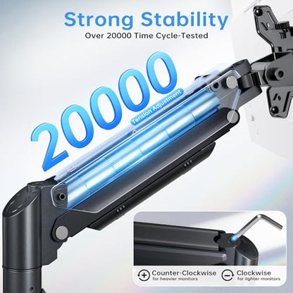 RGB Single Monitor Stand, Gas Spring Monitor Arm with 3 USB Ports, Charging and USB Data Transfer Function, Desk Mount for 13"-32" Monitors up to 19.8lbs, Adjustable Height, Tilt, Swivel, Rotate - size: RGB Single Arm