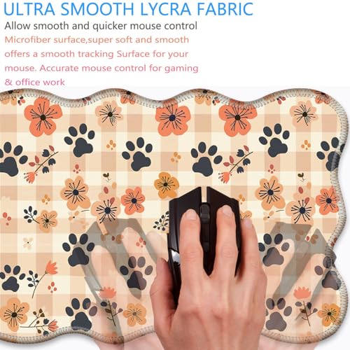 Bxgolkgd Desk Mat Set,Mouse Pad with Keyboard Wrist Rest & Mouse Wrist Rest,Wave-Shaped Design,Non-Slip Rubber Base,Ergonomic Desk Mat for Home,Office,Gaming,Flowers Dog Paw Prints - color: Flowers Dog Paw Prints