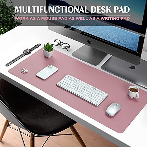 K KNODEL Large Office Leather Desk Mat, Mouse and Keyboard Pad, Computer and Laptop Mat, Desktop Protector and Cover, Writing Pad and Blotter (31.5"x15.7", Purple) - color: Purple, size: 31.5" x 15.7"