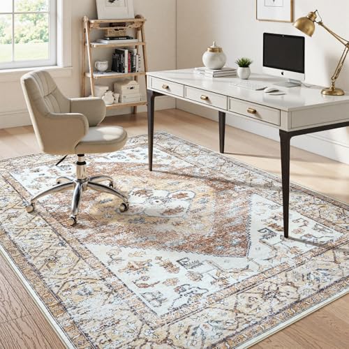 Anidaroel Home Office Chair Mat for Hardwood Floor, 8x10 Under Desk Rug for Rolling Chair, Desk Mat for Chair, Gaming Chair Mat, Anti-Slip Backing Large Floor Protector Rug for Home Office - color: Khaki, size: 8'x10'