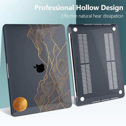 DONGKE Compatible with MacBook Pro 13 inch Case 2024 2023-2020 Release A2338 M2/M1 A2251 A2289 with Retina Display & Touch ID, Plastic Hard Shell & Keyboard Cover & Screen Film - Abstract Mountain - color: Abstract Mountain X692