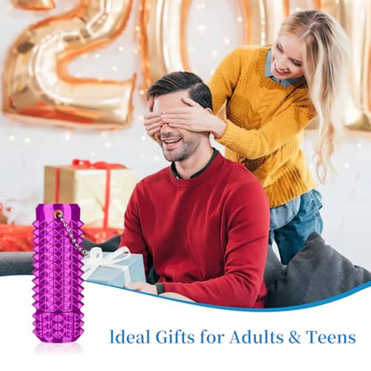 Little Ouchies Pain Stim Fidget Toy, 3D Printed Pocket Spiky Keychain with Clicker Button Spinner Sensory Toys for Anxiety Focus & Stress Reduction Novelty Gifts(Rotate Purple) - color: Rotate Purple