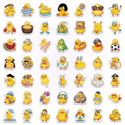 50PCS Cute Duck Stickers Waterproof Vinyl Decals | Funny Cartoon Yellow Duck Aesthetic Designs for Water Bottles, Laptops, Journals, Scrapbooking - style: duck