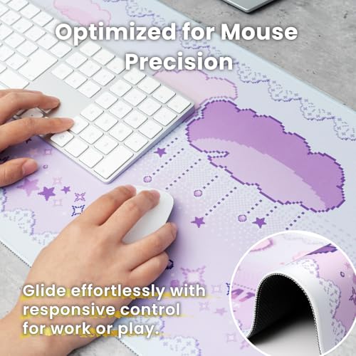 BELLEMOND Japanese Art Desk Mat | Large 31.5x11.8in Anime Mouse Pad for Keyboard & Mouse | Non-Slip Base, Water-Repellent | Original Japanese Design | Dream Cat - color: Dream Cat