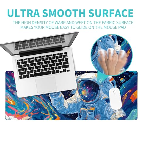 Astronaut Gaming Mouse Pad Abstract Sky Mouse Pad 31.5x11.8 Inch Texture Non-Slip Rubber Base Large Mousepad Stitched Edges Keyboard Mouse Mat Desk Pad for Office and Home - color: Astronaut