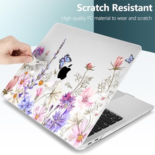 DONGKE Compatible with MacBook Air 13 inch Case 2021 2020 2019 2018 Release A2337 M1 A2179 A1932 with Retina Display & Touch ID, Plastic Hard Shell & Keyboard Cover - Butterfly Florals - color: Butterfly Florals
