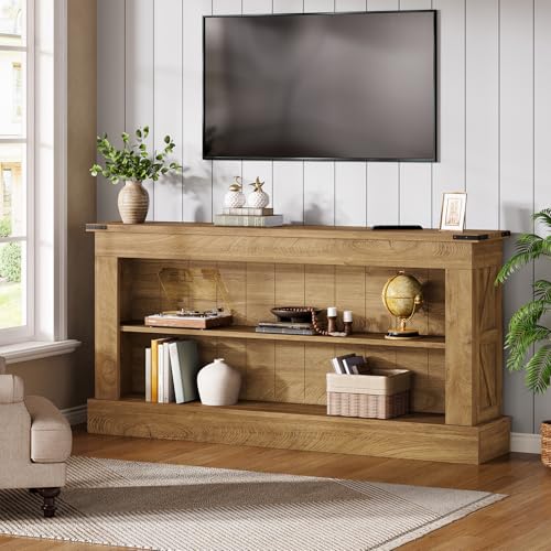 Tribesigns 63-Inch Long Console Table for Entryway, Narrow Long Entry Table with Shelves for Living Room, Farmhouse Sofa Console Behind Couch, for Foyer, Hallway, Brown - color: Brown
