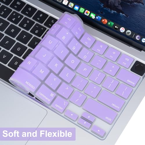 MOSISO Keyboard Cover Skin Compatible with MacBook Air 13.6 inch 2025 M4 A3240/Air 15 inch 2025 M4 A3241/Pro 14 inch 2025 M5 A3434, Purple - color: Purple