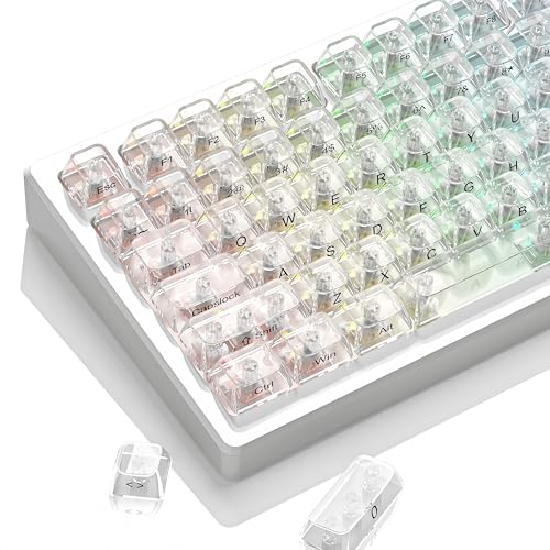 dagaladoo Clear keycaps,Transparent Keyboard keycaps,Jelly Key caps Set,Shine Through keycap，MDA Profile Keyboard caps for Mx Switches Mechanical Keyboard(White,Side Printed) - color: White (Side Printed)