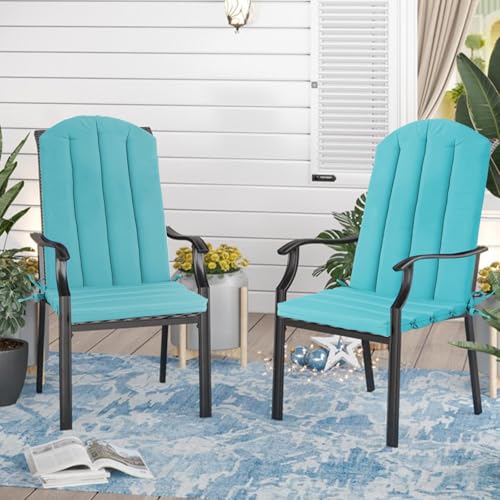 Adirondack Chair Cushion Set of 2 Indoor Outdoor Furniture Cushions Rocking Chair Cushions with Straps Replacement Folding Patio Chair Pad,19.7x18.9x1.5 Inch（Blue） - color: Blue
