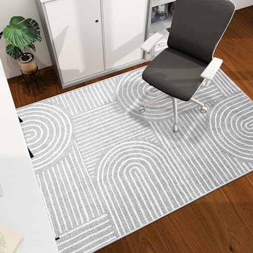Office Chair Mat for Hardwood Floor, 60"x45" Easy Glide Computer Desk Mat Protector for Rolling Chair Under Desk Rug Nonslip Backing, Machine Wash, (Modern) - color: Grey Ink, size: 45"x60"
