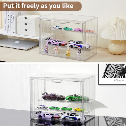 3 Pack Display Case for Collectibles 4 Layer Updated Adjustable Acrylic Display Case with Magnetic Door Clear Stackable Display Box Hobby Display Cases for Figures, Countertop - size: XLarge 3 Pack