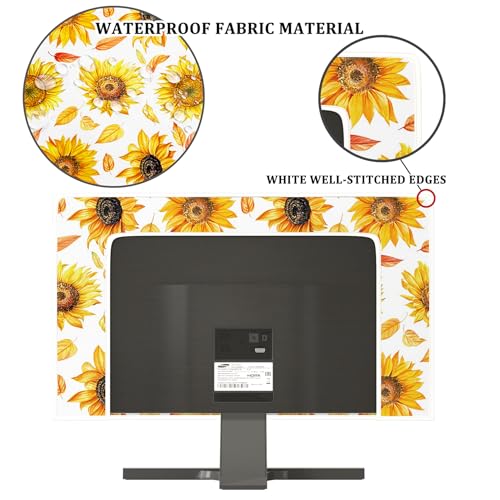 Sun Flowers Waterproof 32 Inch TV Dust Cover Anti-Static Dustproof Protective Rustic Floral Farmhouse Style LCD LED Dust Cover Protective Screen 32 Inch TV，Yellow Flower Design - color: yellow, size: 32 Inch