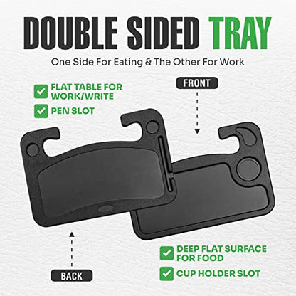 Steering Wheel Desk Tray for Eating, Laptops - Hooks Onto Most Vehicle Steering Wheels, Road Trip Accessory, Car Table - color: Black