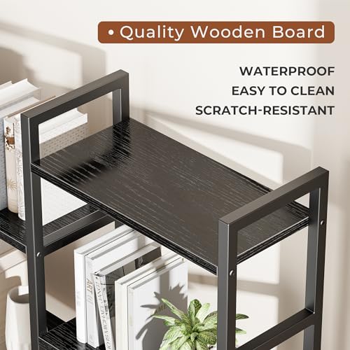 SUPERJARE Triple Bookshelf, Bookcase with 17 Open Display Shelves, Wide Book Shelf Book Case for Home & Office, 6 Tier, Black, ABC003B - color: Black, size: 6 Tier