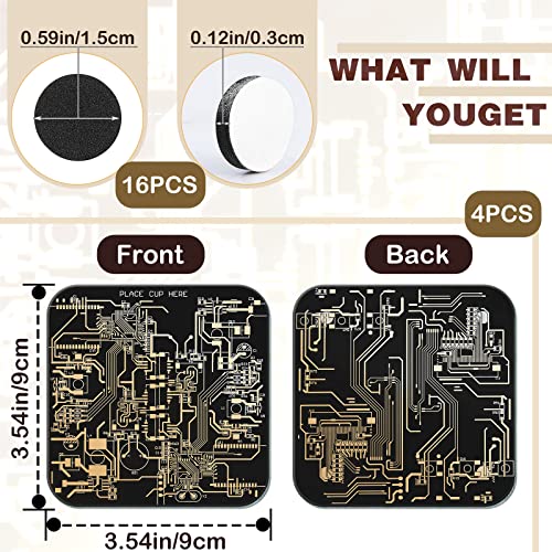 Nuenen 4 Pcs Circuit Board Coasters for Drinks PCB Coasters Immersion Gold Circuit Board PCB Design Engineer It Gift for Party Bar Office Geek Nerd Engineer Dad Gift Men(Classic Style,Black) - color: Black, size: Classic Style