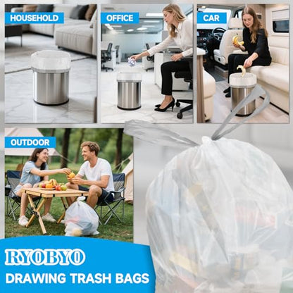 180 Count 4 Gallon Drawstring Small Trash Bags for Bathroom Office | 1.2 Mil, Unscented, Stretchy, Quick Cinch, White, Tear-Resistant, Leakproof Liners for Bedroom, Office & Kitchen Wastebasket - size: 1 Count (Pack of 180), style: 4G-Drawstring-180 Count
