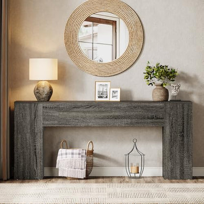 Tribesigns 71-Inch Long Console Table for Entryway, Farmhouse Sofa Console Behind Couch, Entry Table for Hallway, Foyer, Living Room, Gray - color: Grey