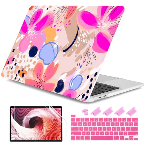 DONGKE Compatible with MacBook Pro 13 inch Case 2024 2023-2020 Release A2338 M2/M1 A2251 A2289 with Retina Display & Touch ID, Plastic Hard Shell & Keyboard Cover & Screen Film - Floral Artistic - color: Floral Artistic D157