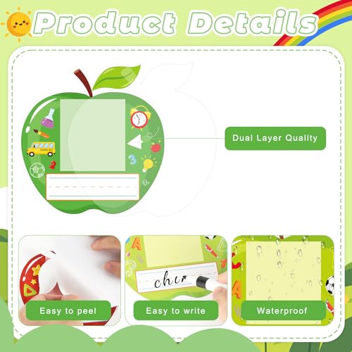 36 Pcs Adhesive Photo Classroom Name Tags for Desk, Self Adhesive Name Plates with Photo Space for Student Desks, Desk Labels for Kindergarten Preschool Name Tags Classroom Supplies (Apple) - color: Apple