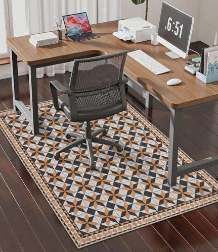 chakme Office Chair Mat for Hardwood Floor, 48"x36" Easy Glide Computer Desk Mat Protector for Rolling Chair Under Desk Rug Nonslip Backing, Machine Wash, (Plaid) - color: Brown Gray Plaid, size: 36"x48"