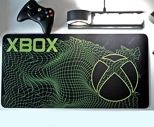 Xbox Black Graphic Protective Desk Mat Cover Organizer | Large Waterproof Mouse Pad for Laptop, Keyboard, Office | 12 x 24 Inches