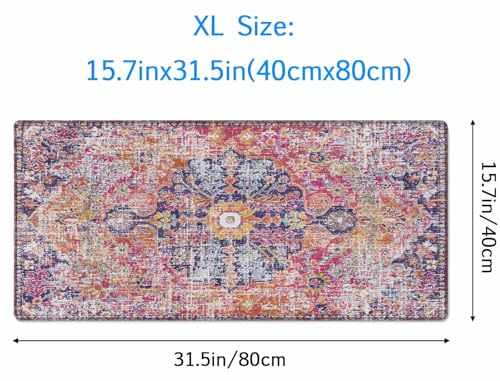 Mouse Pad Gaming, Large XXL Mouse Pads, Non-Slip Rubber Base Mousepad, Keyboard Mouse Mat Desk Pad with Stitched Edges, 31.5x15.7 inch Boho Fuchsia - color: Boho Fuchsia, size: 31.5L x 15.7W inches
