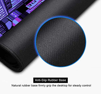 Dark Purple Japanese Anime Desk Mat, Retro Vaporwave Large Gaming Mouse Pad for Laptop Computer, Neon Tokyo Street Pixel Art Full Desk Mouse Pad, XXL Skyline City Mousepad- 35.4 x 15.7 Inch - color: Neon Tokyo Street Pixel Art