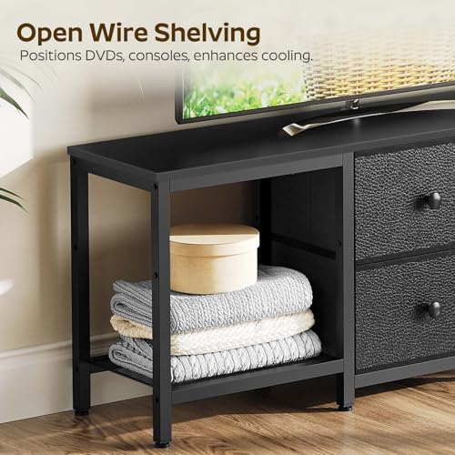 YATINEY TV Stand for TVs up to 55", Entertainment Center with 2 Fabric Drawer, Media Console with Shelves, Television Stands for Living Room, Bedroom, Black DS02BB - color: Black