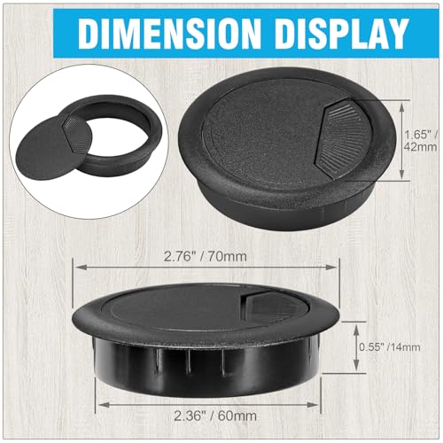 2-3/8" Spring Desk Grommet, JTemgle Plastic Cable Hole Cover Computer Table Cord Wire Organizer Caps Desktop Cord Management for Home Office TV Stands Tabletops - Black, 10 Pcs - color: Black, size: 2-3/8" / 60mm